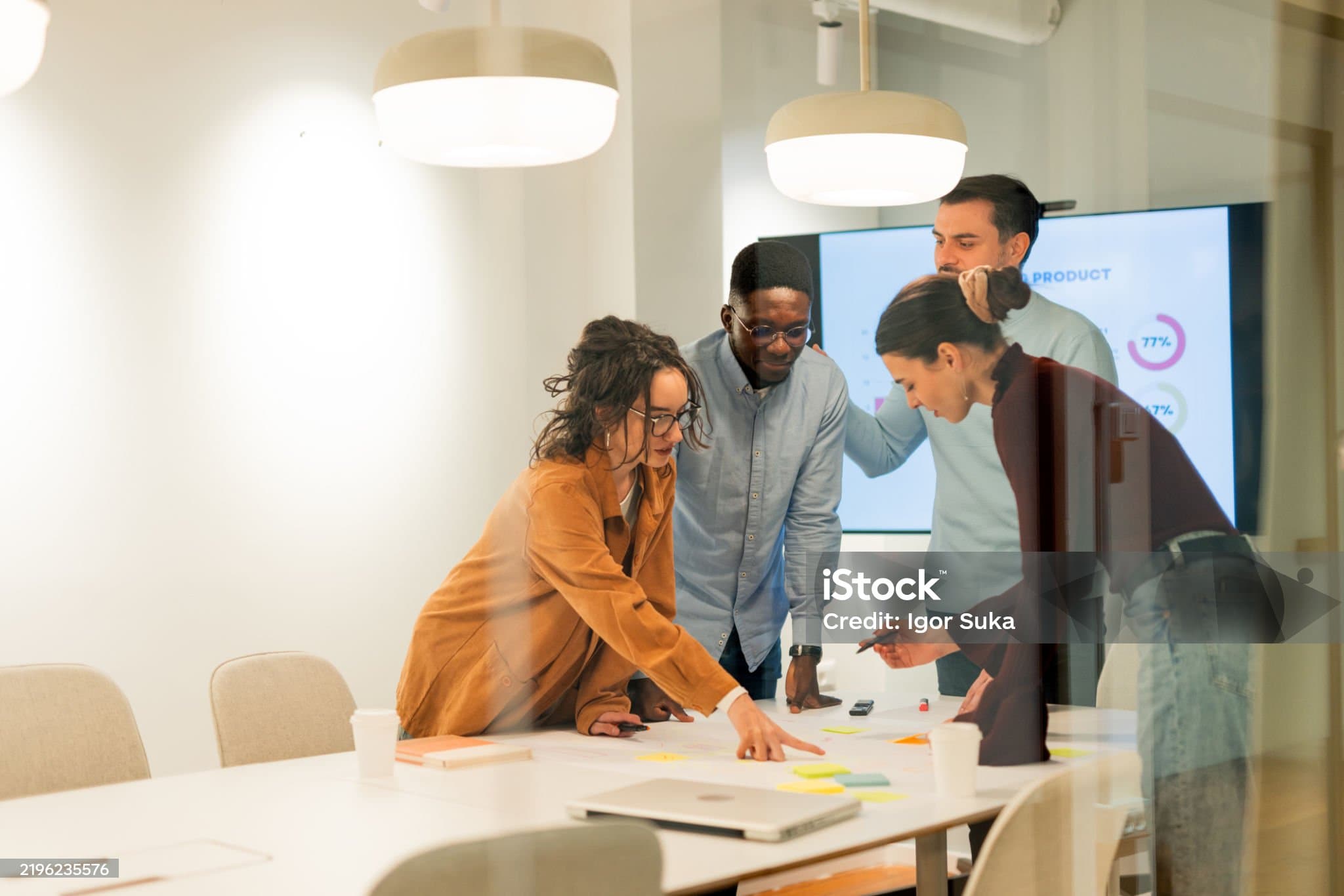 Team collaborating together